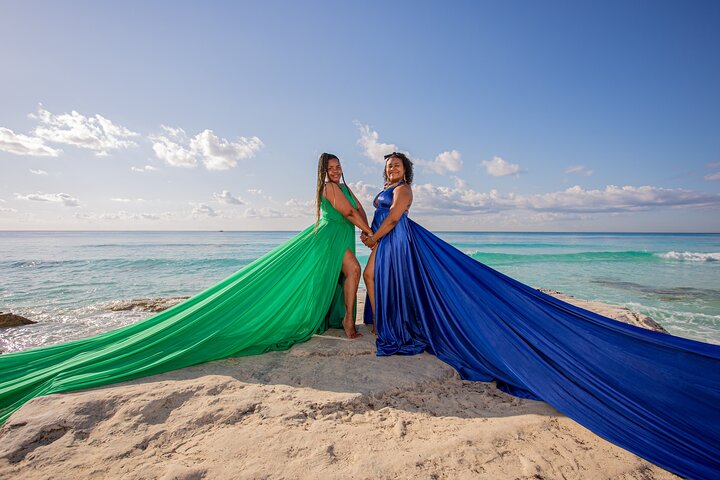 flying dress photoshoot cancun mexico